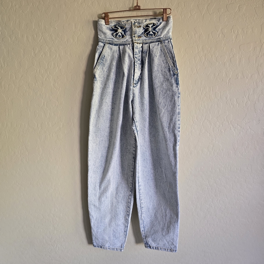 Jordache Vintage Paper‎ Bag Acid Wash Jeans Size 9/10